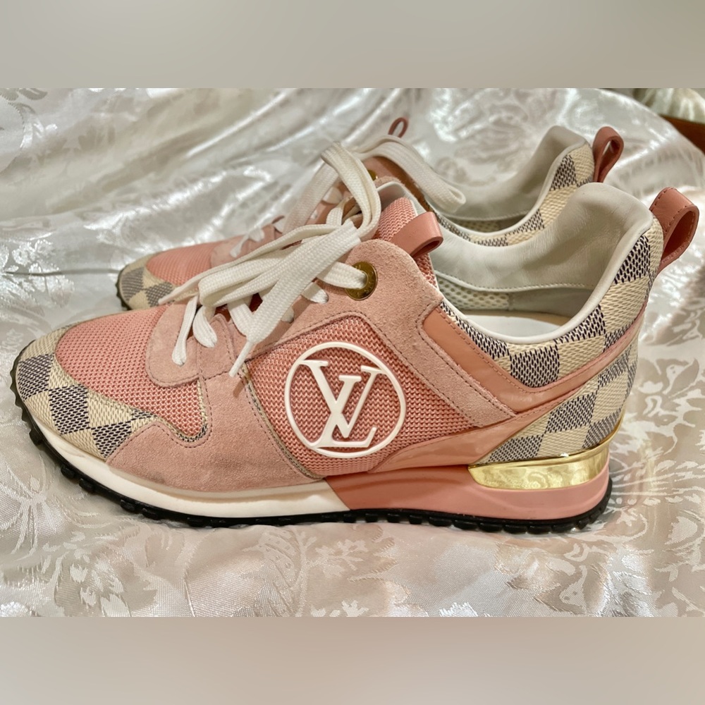 Louis Vuitton Damier Azur Run Away Sneaker in Pink.